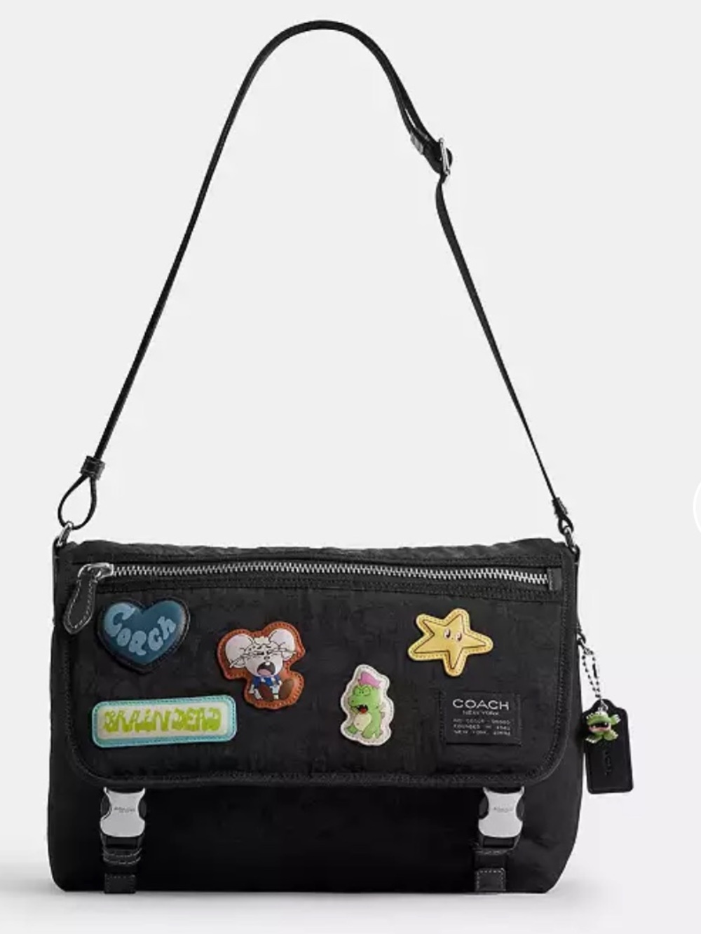 🐹🦖🐹  Coach | Brain Dead Lane Messenger In Signature Nylon With Patches 🐹🦖🐹 NWT